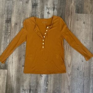 Everlane Mustard Ribbed Henley